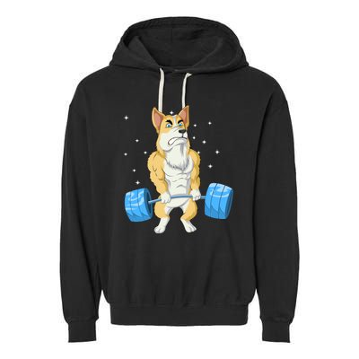 Corgi Weightlifting Garment-Dyed Fleece Hoodie