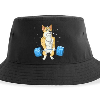 Corgi Weightlifting Sustainable Bucket Hat