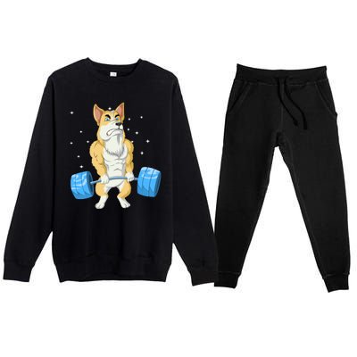 Corgi Weightlifting Premium Crewneck Sweatsuit Set