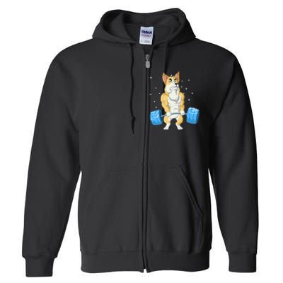 Corgi Weightlifting Full Zip Hoodie