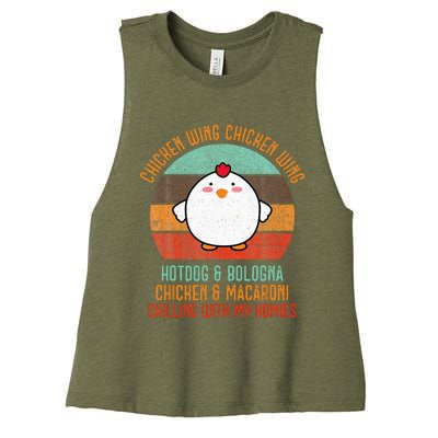 Chicken Wing Chicken Wing Song Lyric Hot Dog Bologna Women's Racerback Cropped Tank