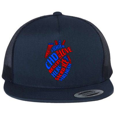 Chd Warrior Congenital Heart Disease Awareness Funny Gift Flat Bill Trucker Hat