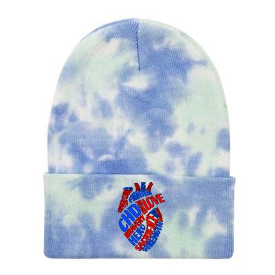 Chd Warrior Congenital Heart Disease Awareness Funny Gift Tie Dye 12in Knit Beanie