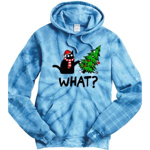 Cat What Christmas Murderous Black Cat Pushing Tree Xmas Gift Tie Dye Hoodie