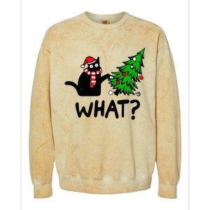 Cat What Christmas Murderous Black Cat Pushing Tree Xmas Gift Colorblast Crewneck Sweatshirt