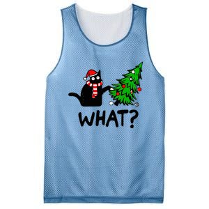 Cat What Christmas Murderous Black Cat Pushing Tree Xmas Gift Mesh Reversible Basketball Jersey Tank