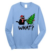 Cat What Christmas Murderous Black Cat Pushing Tree Xmas Gift Long Sleeve Shirt