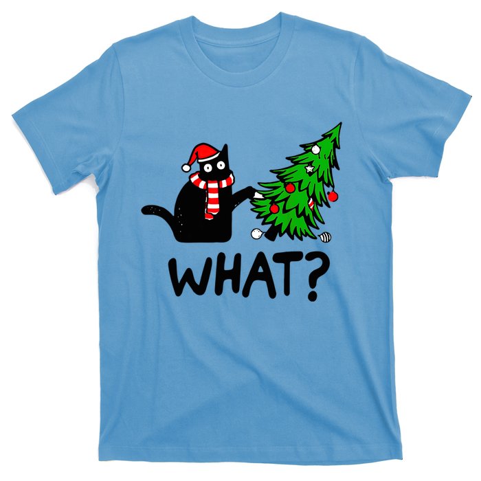 Cat What Christmas Murderous Black Cat Pushing Tree Xmas Gift T-Shirt