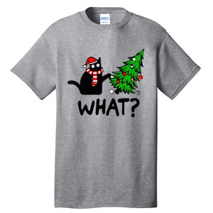 Cat What Christmas Murderous Black Cat Pushing Tree Xmas Gift Tall T-Shirt