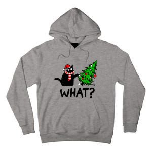 Cat What Christmas Murderous Black Cat Pushing Tree Xmas Gift Tall Hoodie