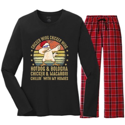 Chicken Wing Chicken Wing Song Lyric Hot Dog Bologna Women's Long Sleeve Flannel Pajama Set 