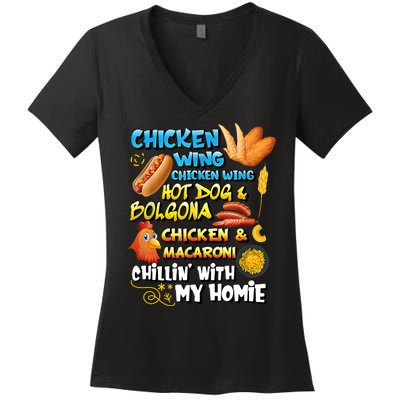 Chicken Wing Chicken Wing Hot Dog Bologna Women's V-Neck T-Shirt