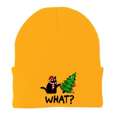 Cat What Christmas Murderous Black Cat Pushing Christmas Gift Knit Cap Winter Beanie