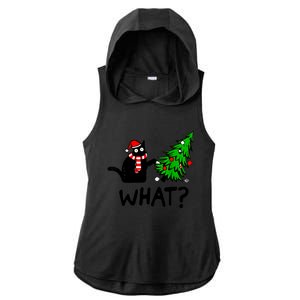 Cat What Christmas Murderous Black Cat Pushing Christmas Gift Ladies PosiCharge Tri-Blend Wicking Draft Hoodie Tank