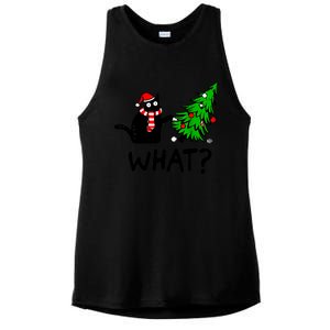 Cat What Christmas Murderous Black Cat Pushing Christmas Gift Ladies PosiCharge Tri-Blend Wicking Tank