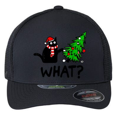 Cat What Christmas Murderous Black Cat Pushing Christmas Gift Flexfit Unipanel Trucker Cap