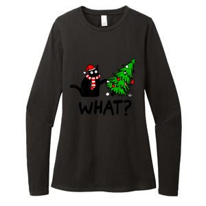 Cat What Christmas Murderous Black Cat Pushing Christmas Gift Womens CVC Long Sleeve Shirt