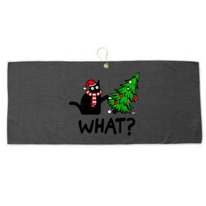 Cat What Christmas Murderous Black Cat Pushing Christmas Gift Large Microfiber Waffle Golf Towel