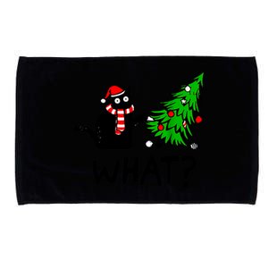 Cat What Christmas Murderous Black Cat Pushing Christmas Gift Microfiber Hand Towel