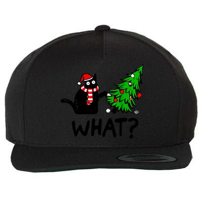 Cat What Christmas Murderous Black Cat Pushing Christmas Gift Wool Snapback Cap