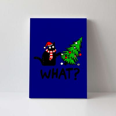 Cat What Christmas Murderous Black Cat Pushing Christmas Gift Canvas