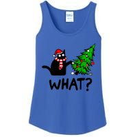 Cat What Christmas Murderous Black Cat Pushing Christmas Gift Ladies Essential Tank