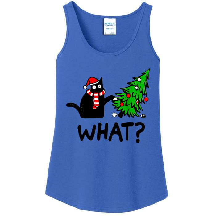 Cat What Christmas Murderous Black Cat Pushing Christmas Gift Ladies Essential Tank