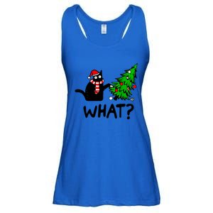 Cat What Christmas Murderous Black Cat Pushing Christmas Gift Ladies Essential Flowy Tank