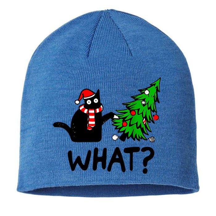 Cat What Christmas Murderous Black Cat Pushing Christmas Gift Sustainable Beanie