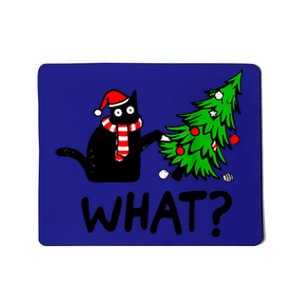 Cat What Christmas Murderous Black Cat Pushing Christmas Gift Mousepad