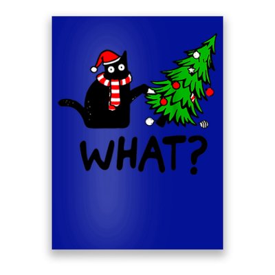 Cat What Christmas Murderous Black Cat Pushing Christmas Gift Poster