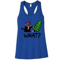 Cat What Christmas Murderous Black Cat Pushing Christmas Gift Women's Racerback Tank