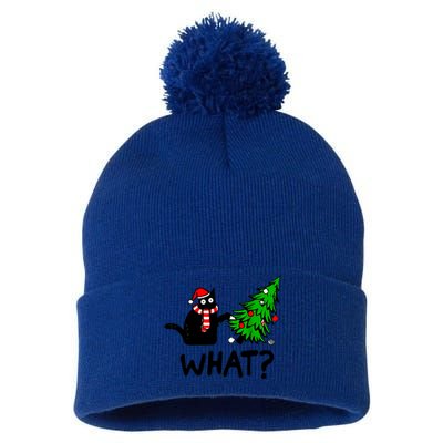 Cat What Christmas Murderous Black Cat Pushing Christmas Gift Pom Pom 12in Knit Beanie