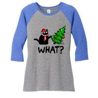 Cat What Christmas Murderous Black Cat Pushing Christmas Gift Women's Tri-Blend 3/4-Sleeve Raglan Shirt