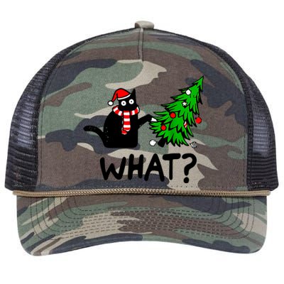 Cat What Christmas Murderous Black Cat Pushing Christmas Gift Retro Rope Trucker Hat Cap