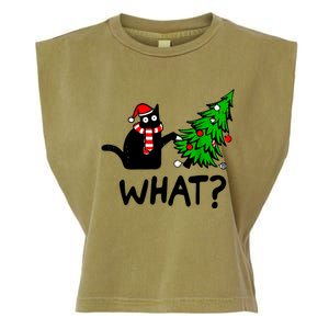 Cat What Christmas Murderous Black Cat Pushing Christmas Gift Garment-Dyed Women's Muscle Tee