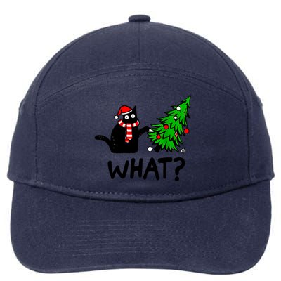 Cat What Christmas Murderous Black Cat Pushing Christmas Gift 7-Panel Snapback Hat