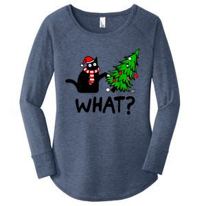 Cat What Christmas Murderous Black Cat Pushing Christmas Gift Women's Perfect Tri Tunic Long Sleeve Shirt