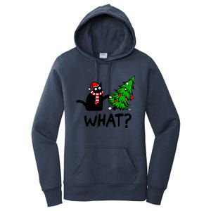 Cat What Christmas Murderous Black Cat Pushing Christmas Gift Women's Pullover Hoodie