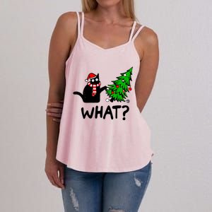 Cat What Christmas Murderous Black Cat Pushing Christmas Gift Women's Strappy Tank