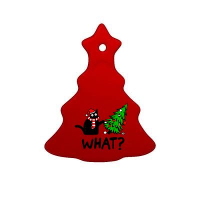 Cat What Christmas Murderous Black Cat Pushing Christmas Gift Ceramic Tree Ornament