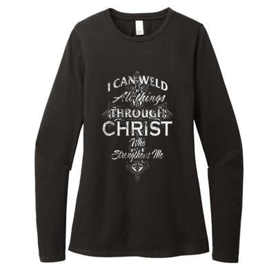 Christian Welder Cross I Can Weld Through Christ Womens CVC Long Sleeve Shirt