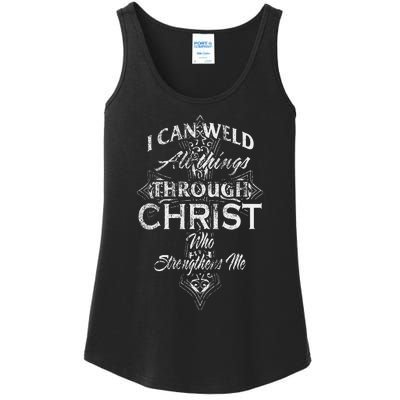 Christian Welder Cross I Can Weld Through Christ Ladies Essential Tank