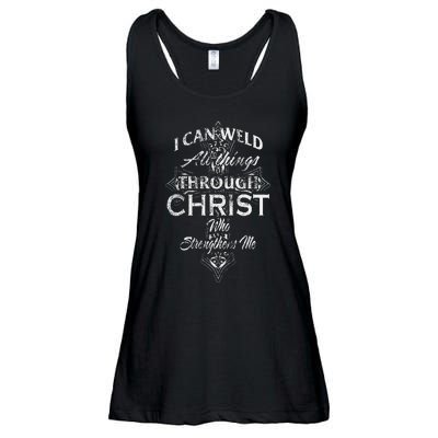 Christian Welder Cross I Can Weld Through Christ Ladies Essential Flowy Tank