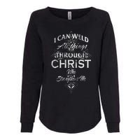 Christian Welder Cross I Can Weld Through Christ Womens California Wash Sweatshirt