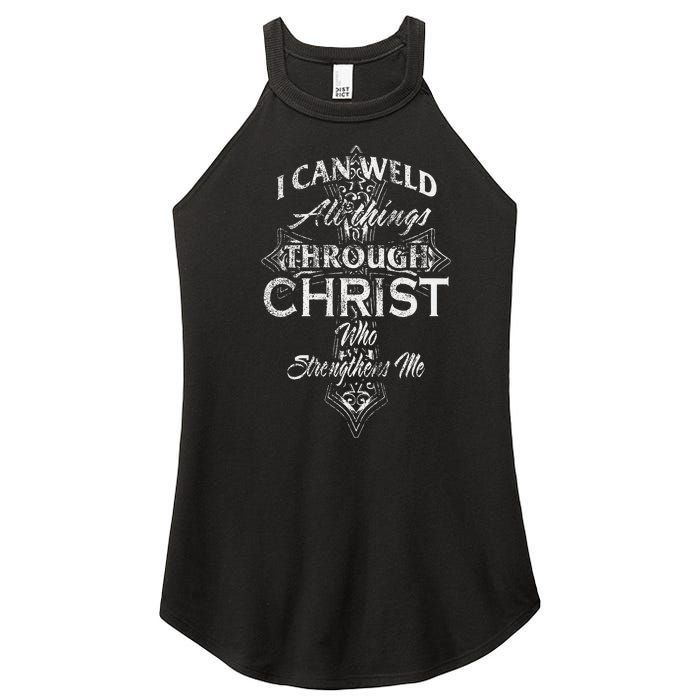 Christian Welder Cross I Can Weld Through Christ Women's Perfect Tri Rocker Tank