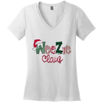Christmas Weezie Claus Pajama Suit Santa Hat Xmas Women's V-Neck T-Shirt