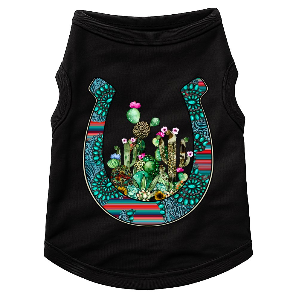 Country Western Cactus Sunflower Horseshoe Gift Doggie Tank