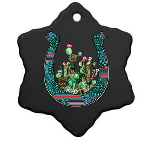 Country Western Cactus Sunflower Horseshoe Gift Ceramic Star Ornament