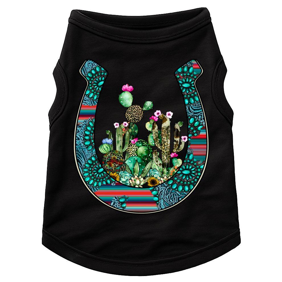 Country Western Cactus Sunflower Horseshoe Gift Doggie Tank